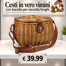 Cesti per raccolta funghi in vero vimini