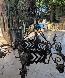Coppia lampadari antichi ferro battuto 1870