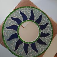 Specchio rotondo mosaico verde blu