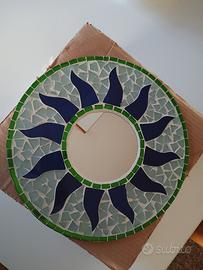 Specchio rotondo mosaico verde blu