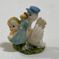 Bimbo Bambino Neonato con Cicogna Tenero Azzurro