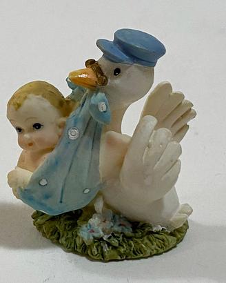 Bimbo Bambino Neonato con Cicogna Tenero Azzurro