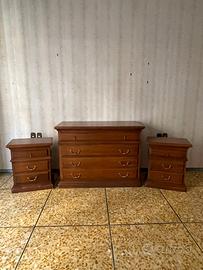 Comò con 2 comodini in legno stile classico