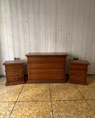 Comò con 2 comodini in legno stile classico