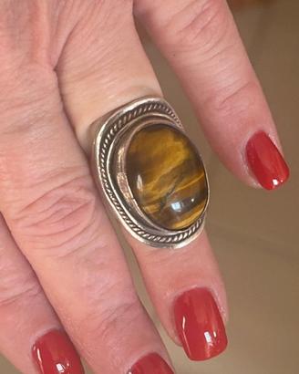 Anello argento con pietra unisex