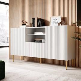 Mobile bianco opaco cannetato 150x84x40