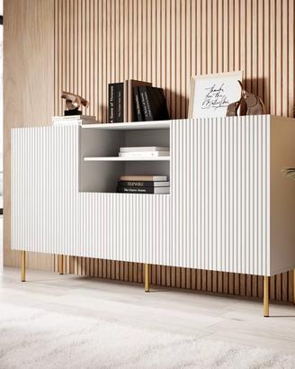 Mobile bianco opaco cannetato 150x84x40