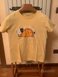 Maglia t-shirt gialla con gatto