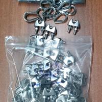 100 morsetti inox per cavo acciai 5mm + guide inox