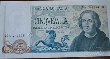 Banconota 5000 lire Cristpforo Colombo 1970