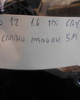Cambio 5m volkswagen polo 16 tdi tipo motore cay