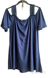 Blusa estiva scollata curvy blu indaco