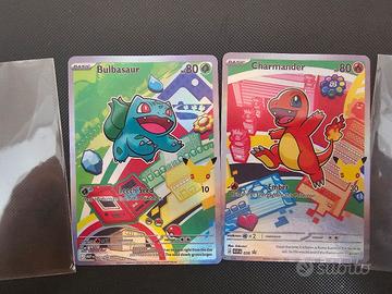 Charmander + Bulbasaur carte pokemon 30°