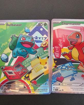 Charmander + Bulbasaur carte pokemon 30°