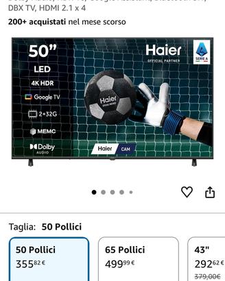 HAIER tv 50” come da foto. Nuova imballata SMART