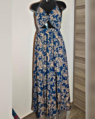 Abito lungo blu navy e beige taglia S