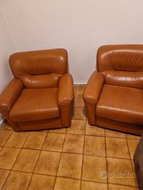 Coppia di poltrone di pelle