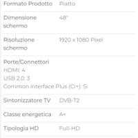 Samsung TV led 48 pollici