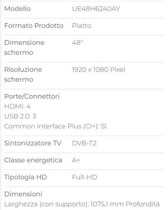 Samsung TV led 48 pollici