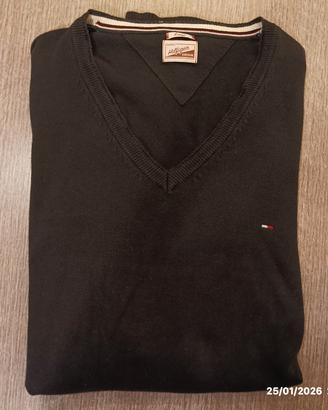 Pullover Tommy Hilfiger cotone tg L, scollo a V
