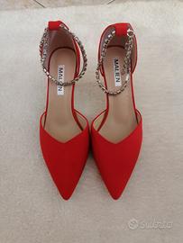 Décolleté/scarpe con tacco rosse a punta 