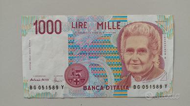 banconota 1000 lire Montessori