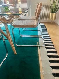 Set di 4 sedie in legno, acciaio e rattan Tento