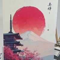 Poster Fuji Pagoda Giapponese A3