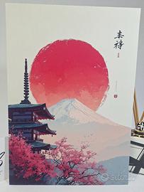Poster Fuji Pagoda Giapponese A3