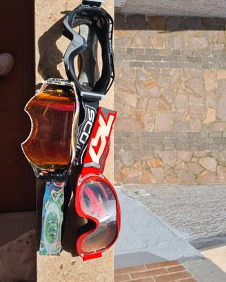 3 paia occhiali cross motocross sci