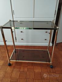 Carrello tavolino porta tv ottone vintage