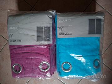 Set tende ikea 100% cotone azzurro o fucsia