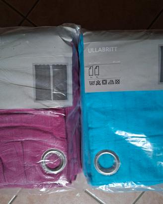 Set tende ikea 100% cotone azzurro o fucsia