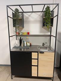Cucina Ikea Äspinge monoblocco, nero/frassino