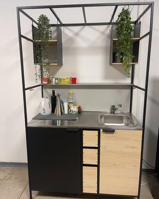 Cucina Ikea Äspinge monoblocco, nero/frassino