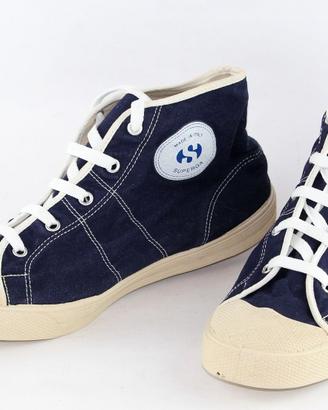 Scarpe ginnastica vintage Superga tela blu num.45