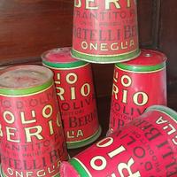 5 CAPPELLOTTI DI LATTA SERIGRAFATI OLIO BERIO