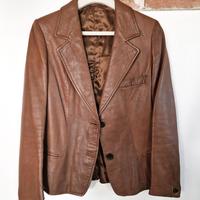 Giacca marrone in vera pelle donna