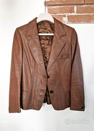 Giacca marrone in vera pelle donna