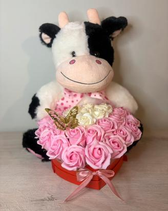 Composizione  con peluche e rose di sapone