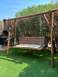 Altalena da giardino in legno-artigianale,robusta