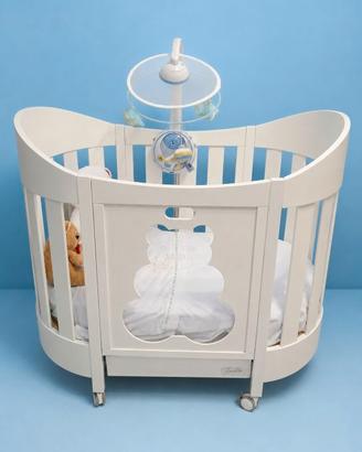 Culla ovale Feritre bianca con ruote e cassetto –