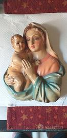 Madonna con bambino gesso capoletto policroma