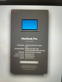 MacBook Pro 15’’ 2017 i7 16gb ram/1 tera ssd