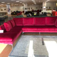 Divano angolare sinistro in tessuto rosso/bordeaux