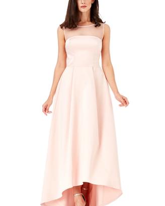 Vestito abito rosa asimmetrico satin raso 42 44 46