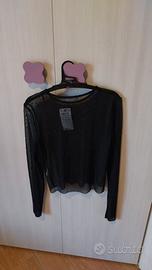 maglia maniche lunghe trasparente con glitter
