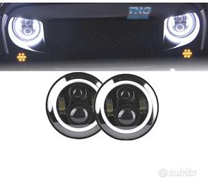 FARI PER JEEP WRANGLER 96-18 ANGEL EYES LED NERO