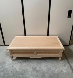 Mobile tavolino salotto soggiorno in legno grezzo