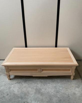 Mobile tavolino salotto soggiorno in legno grezzo